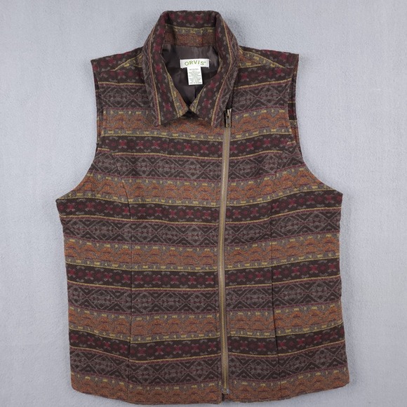 Orvis Jackets & Blazers - Orvis Vest Womens M 10/12 Brown Southwestern Wool Blend Full Zip Aztec Outdoor